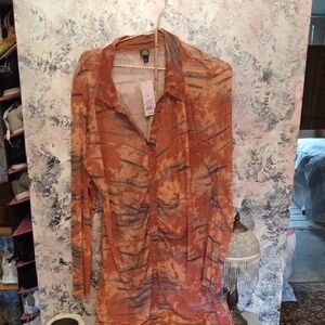 Wild Fable Orange and Brown Long Sleeve Dress